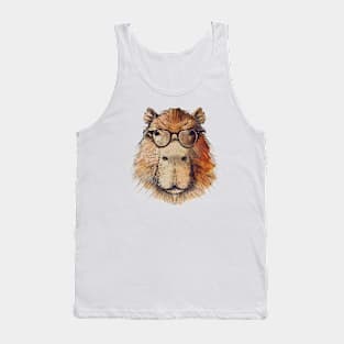 Chill Master with Specs: The Coolest Capybara Around! Tank Top